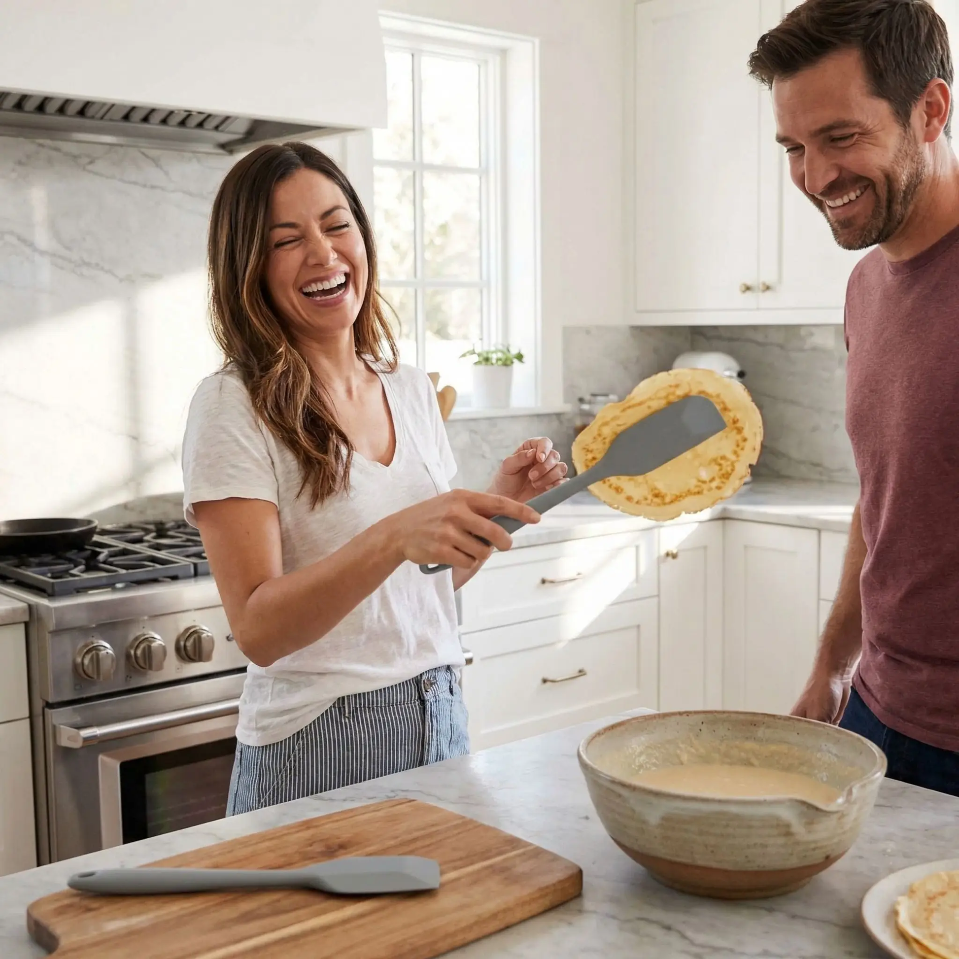 crêpe réussi avec spatule flexible