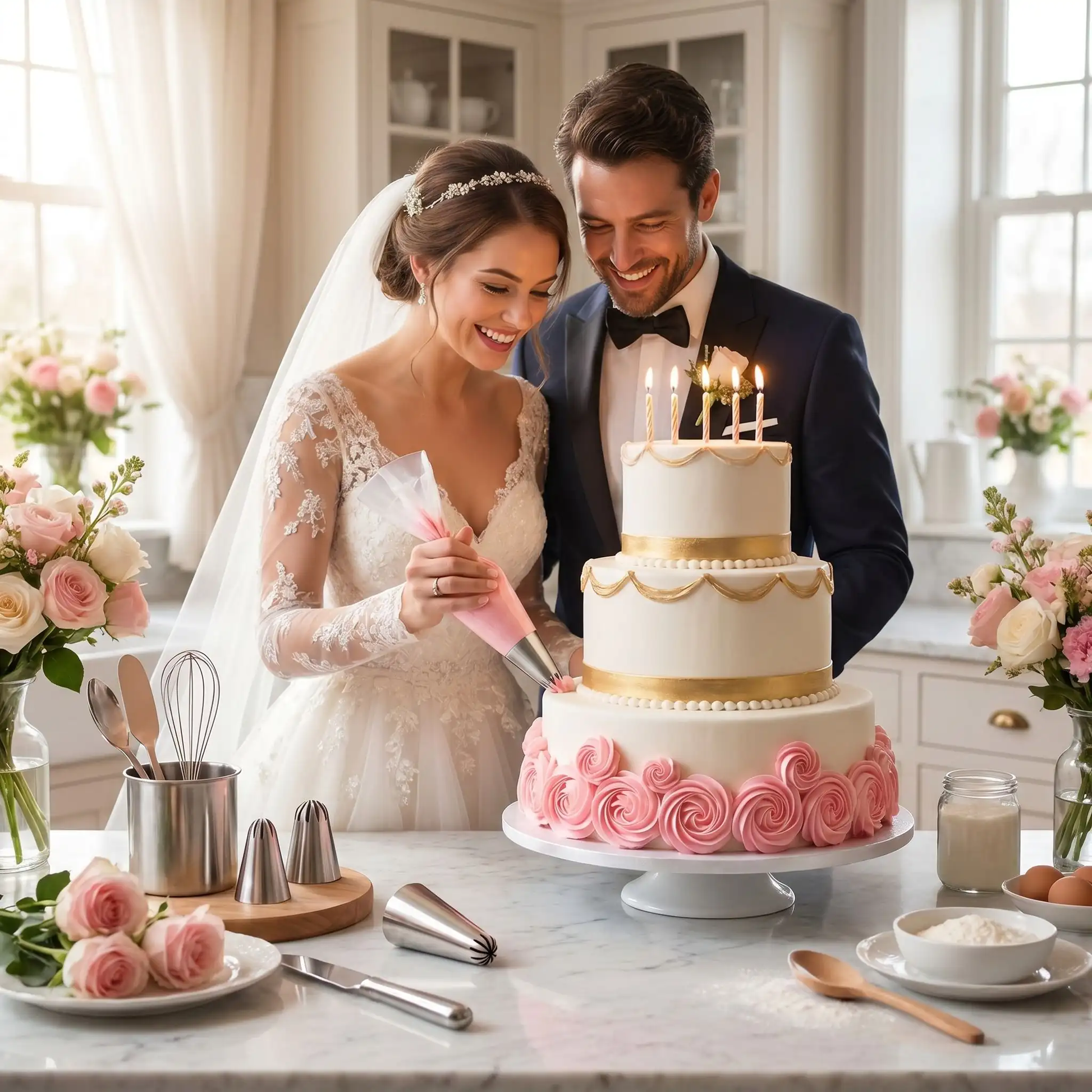gâteau décorer avec douille patisserie fleur