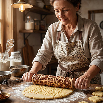 madame étale pâte avec rouleau patisserie