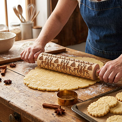 madame prépare sablé avec rouleau patisserie