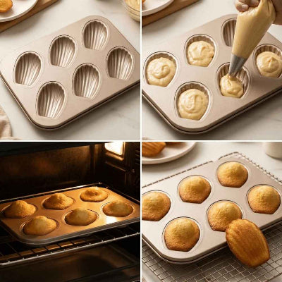 madeleine sortie du four dans moule a madeleine