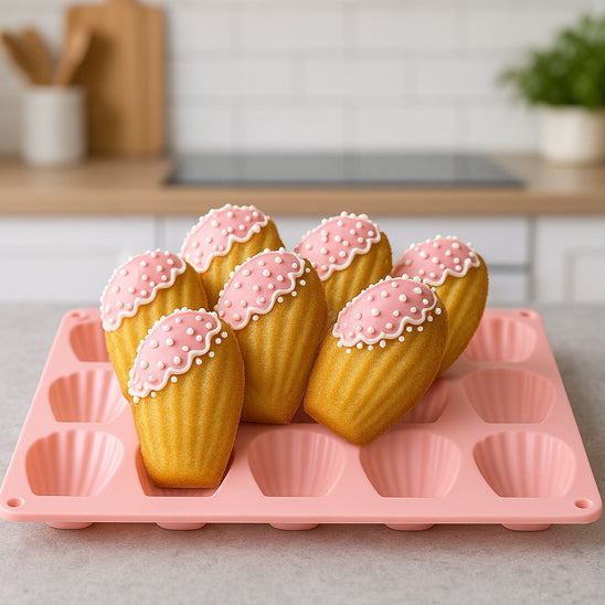 madeleines décorés dans moule a madeleine