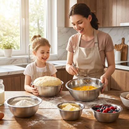 maman prépare brioche dans cul de poule