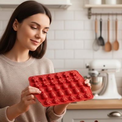 moule à chocolat rouge en silicone