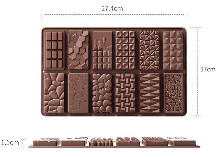 moule tablette chocolat 12 motifs variés
