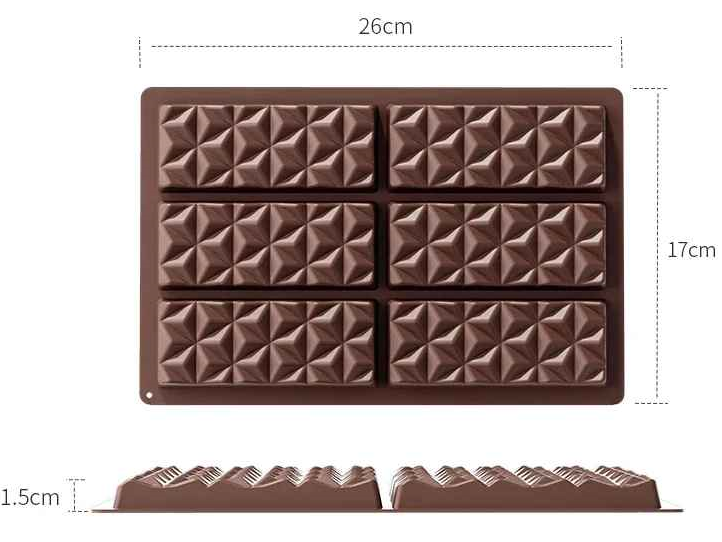 moule tablette chocolat 6 cavités rectangulaires