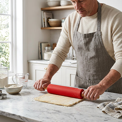 rouleau patisserie rouge pour étaler pate